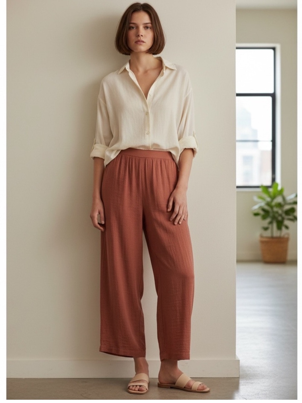 abercrombie & fitch burnt orange gauze pants size xsmall